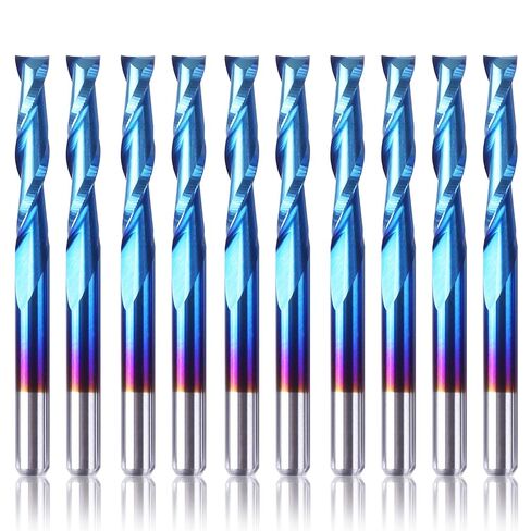 Genmitsu 10pcs 2-Flute Nano Blue Coat Ball Nose Spiral End Mill, 1/8'' Shank, 0.8mm-2.5mm Cutting Diameter, CNC Router Bits for Wood Working Acrylic MDF PVC ABS, BN10A in Kuwait