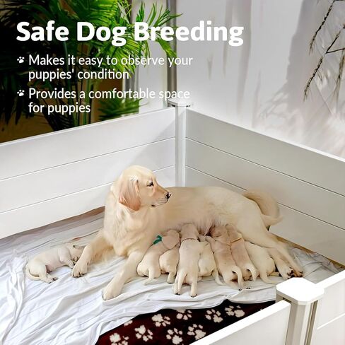 Whelping Box for Large Breed Dogs, Whelping Box for Puppies, PVC Puppy Playpen, Waterproof & Rustproof Whelping Pen, Puppy Whelping Supplies, Raised Garden Bed, Indoors & Outdoors, 48x48x18 in, White in Saudi Arabia