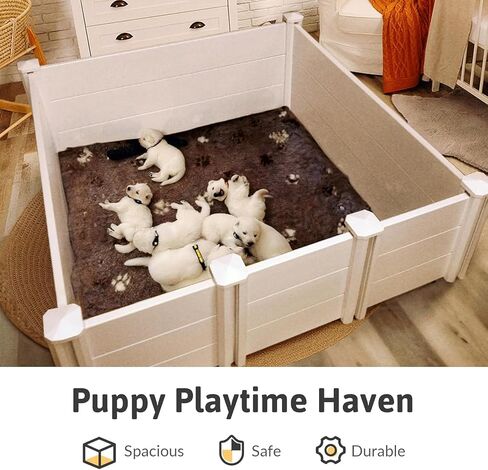 Whelping Box for Large Breed Dogs, Whelping Box for Puppies, PVC Puppy Playpen, Waterproof & Rustproof Whelping Pen, Puppy Whelping Supplies, Raised Garden Bed, Indoors & Outdoors, 48x48x18 in, White in Saudi Arabia