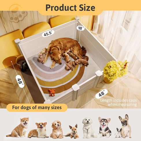 Whelping Box for Large Breed Dogs, Whelping Box for Puppies, PVC Puppy Playpen, Waterproof & Rustproof Whelping Pen, Puppy Whelping Supplies, Raised Garden Bed, Indoors & Outdoors, 48x48x18 in, White in Saudi Arabia