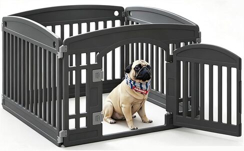 DUMOS Plastic Dog Playpen, 24 Inch 4 Panels Small Pet Fence Play Pen in Saudi Arabia