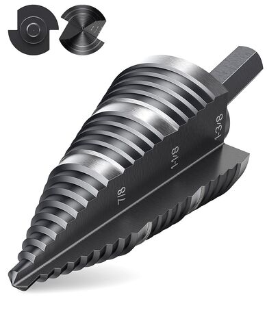 Lichamp Jumbo 2-3/8" Unibit Step Drill Bit for Metal, Extra Large Drill Stepper Bit for Hard Metal Heavy Duty, 12 Sizes from 1/4" to 2-3/8", Spiral Grooved with Hex Drive, C5BK in Kuwait