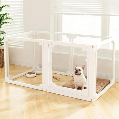 Clear Acrylic Dog Play Pen Indoors,24" Puppy Playpen(8 planels) in Kuwait