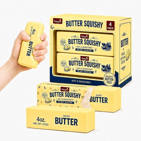 2PCS Butter Squishy – Slow Rising Butter Squishy Toy, Realistic Food Fidget Toys for Adults, Soft PU Material, Sensory Anxiety Relief & Focus Aid, Portable 5.5 Inch Squishy Butter for Office & Home in Kuwait