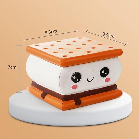 Anboor Squishies Smore Slow Rising Squishy Toy for Kids Soft Cookies Sandwich Scented Stress Relief Realistic Food Cute Squeeze Squish Toy in Kuwait