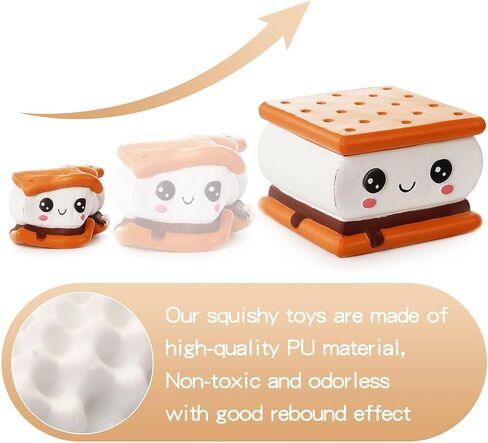 Anboor Squishies Smore Slow Rising Squishy Toy for Kids Soft Cookies Sandwich Scented Stress Relief Realistic Food Cute Squeeze Squish Toy in Kuwait