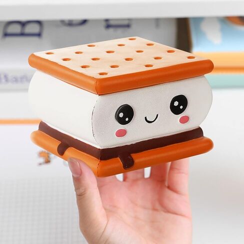 Anboor Squishies Smore Slow Rising Squishy Toy for Kids Soft Cookies Sandwich Scented Stress Relief Realistic Food Cute Squeeze Squish Toy in Kuwait