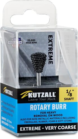 Kutzall Original Dove Tail Rotary Burr, 1⁄8" Shaft, Fine - Woodworking Attachment for Dremel, Foredom, DeWalt, Milwaukee. Abrasive Tungsten Carbide, 3⁄8" (9.5mm) Dia. X 1⁄2" (12.7mm) Length, DT-38-EG in Kuwait