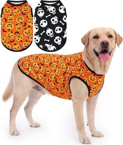 XPUDAC 2 Pack Dog Halloween Shirt for Small Dogs Tank Top Vest Clothes, M in Saudi Arabia