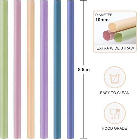 100 Pcs Jumbo Smoothie Straws, Disposable Wide Plastic Drinking Straws, Colorful Plastic Straws for Milkshakes, Smoothies, Boba, Bubble Tea, Ice Coffee - 8.5"L, 0.4" D in Kuwait