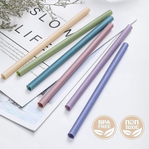 100 Pcs Jumbo Smoothie Straws, Disposable Wide Plastic Drinking Straws, Colorful Plastic Straws for Milkshakes, Smoothies, Boba, Bubble Tea, Ice Coffee - 8.5"L, 0.4" D in Kuwait