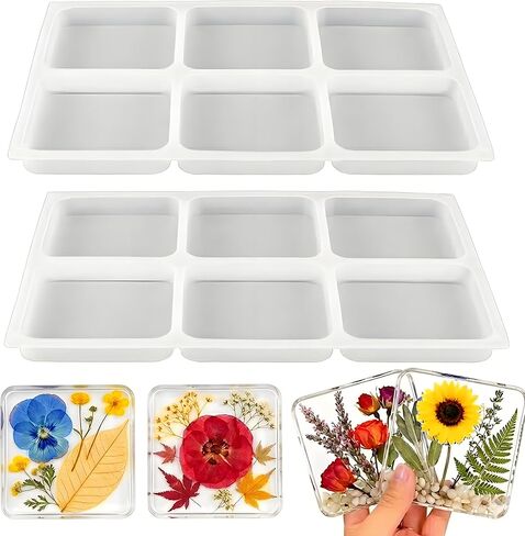 12Cavity Deep Resin Coaster Molds,4 Inches Coaster Silicone Molds for Resin in Kuwait