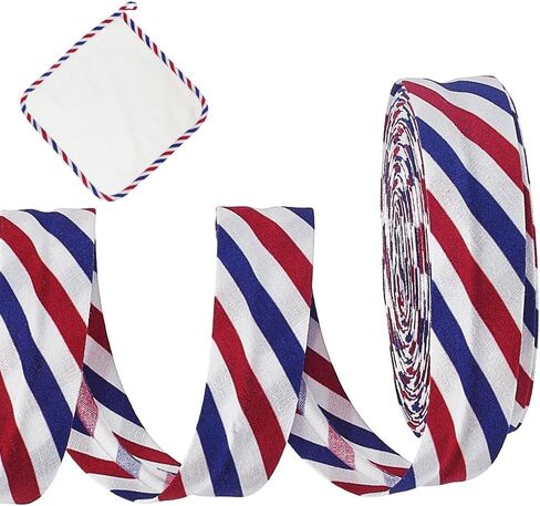 AHANDMAKER 11 Yards Red White Blue Bias Tape 0.8Inch Double Fold Bias Binding Tapes, Patriotic Vintage Seam Hem Quilt Binding for Quilting Sewing Crafts, Piping, Seaming, DIY Decor in Kuwait