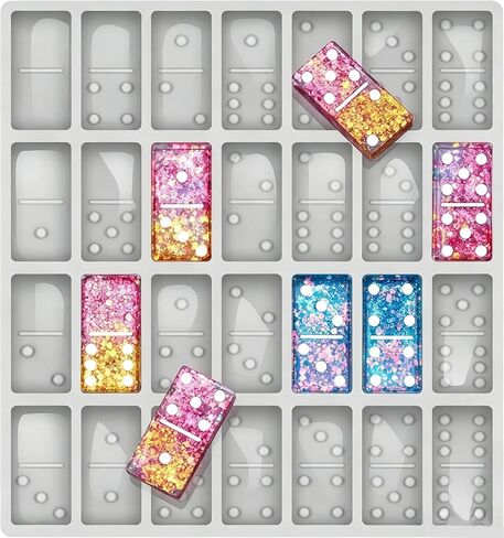 Professional Domino Molds for Resin Casting Jumbo Domino Molds for Resin Casting Double 6 Dominoes Mold, Shiny & No Scratches & Durable,8.86 x 9.25 x 0.39 inch 230g (New Version in Kuwait