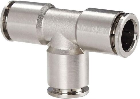Beduan Push to Connect Tube Fitting Union Tee, Copper Nickle-Plated 1/4" Tube OD 3 Way Tee Shaped Union Adapter Fitting (Pack of 5) in Kuwait