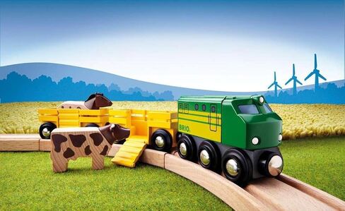 BRIO World Farm Train Set - 5-Piece FSC-Certified Accessories - Works with All Wooden Railway Sets - Includes Engine, Horse, Cow & Livestock Cars - Fun Play for Kids Ages 3 & Up in Kuwait