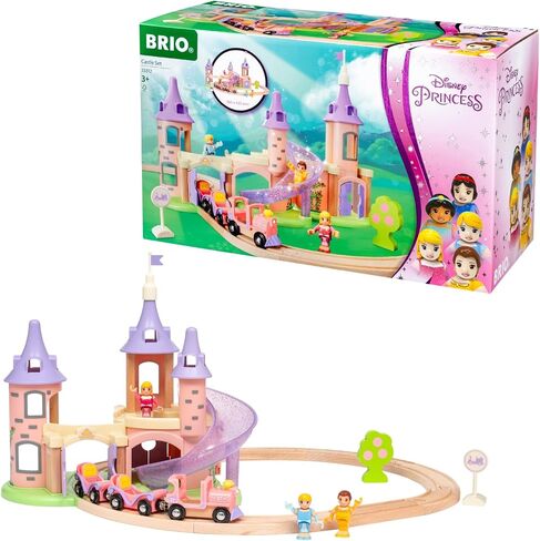 BRIO World Disney Princess Castle Set - 18-Piece FSC-Certified Wood Train Set and Accessories - Includes Moveable Classic Disney Princess Figurines, Castle, Tracks & More - Kids Ages 3 & Up in Kuwait
