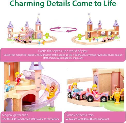 BRIO World Disney Princess Castle Set - 18-Piece FSC-Certified Wood Train Set and Accessories - Includes Moveable Classic Disney Princess Figurines, Castle, Tracks & More - Kids Ages 3 & Up in Kuwait
