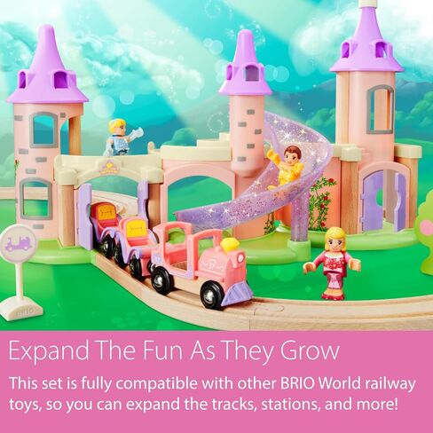 BRIO World Disney Princess Castle Set - 18-Piece FSC-Certified Wood Train Set and Accessories - Includes Moveable Classic Disney Princess Figurines, Castle, Tracks & More - Kids Ages 3 & Up in Kuwait