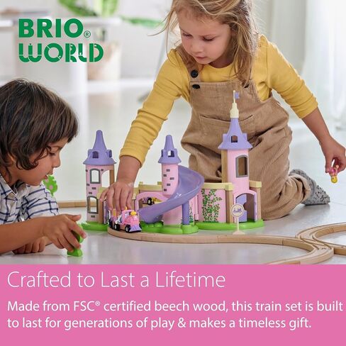 BRIO World Disney Princess Castle Set - 18-Piece FSC-Certified Wood Train Set and Accessories - Includes Moveable Classic Disney Princess Figurines, Castle, Tracks & More - Kids Ages 3 & Up in Kuwait