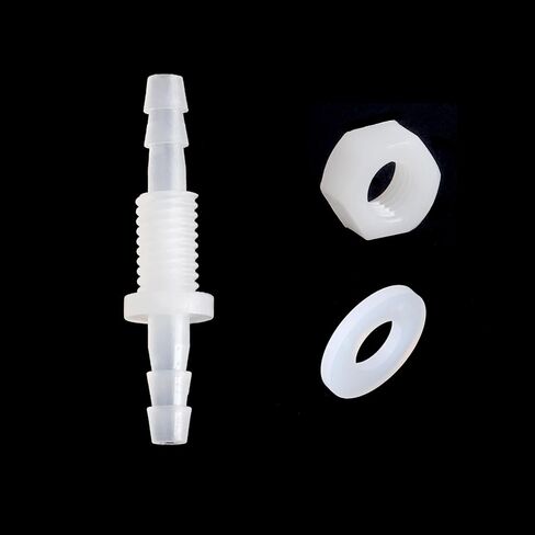 Feelers 3/8" Hose Barb Thru-Bulk Bulkhead Fitting Hex Barbed Fitting Plastic Adapter Union Mender Splicer with Gasket for Water/Fuel/Air (Pack of 4) in Kuwait