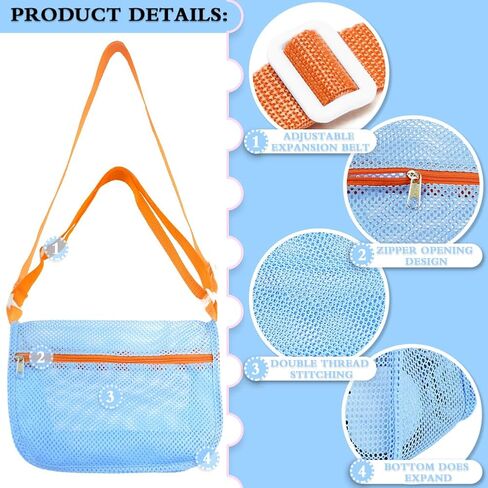 3Pcs Seashell Collecting Bags with Adjustable Shoulder Straps,New in Kuwait