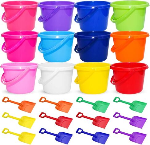 12 Pack Sand Buckets and Shovels for Kids 7.48 Inches | Beach and Sand Toys at The Beach | Use for Sand Molds at The Sandbox -12 Pail and 12 Shovel with Postcards Ribbons Set in Saudi Arabia