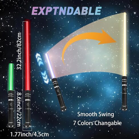 Beyondtrade Lightsabers Toy 12 Colors Doubled-Blade Dueling Swords, 2 in 1 Light Sabers with FX Sound for Kids Birthday Gift Halloween Cosplay Christmas Party Movie Fans Toys in Kuwait