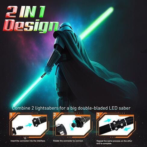 Beyondtrade Lightsabers Toy 12 Colors Doubled-Blade Dueling Swords, 2 in 1 Light Sabers with FX Sound for Kids Birthday Gift Halloween Cosplay Christmas Party Movie Fans Toys in Kuwait