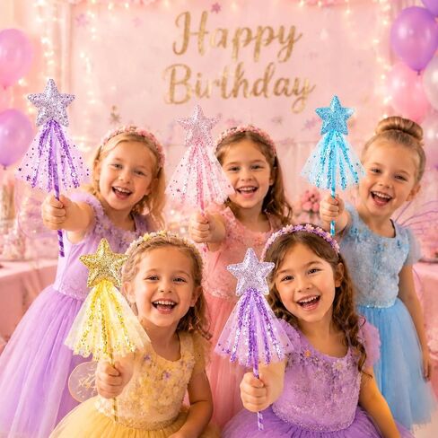 Skylety 8 Pcs Fairy Wands for Girls, Star Glitter Princess Party Wands in Kuwait