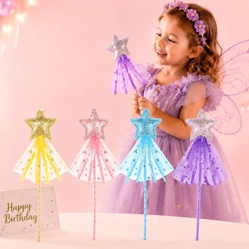 Skylety 8 Pcs Fairy Wands for Girls, Star Glitter Princess Party Wands in Kuwait