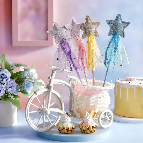 Skylety 8 Pcs Fairy Wands for Girls, Star Glitter Princess Party Wands in Kuwait