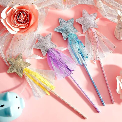 Skylety 8 Pcs Fairy Wands for Girls, Star Glitter Princess Party Wands in Kuwait