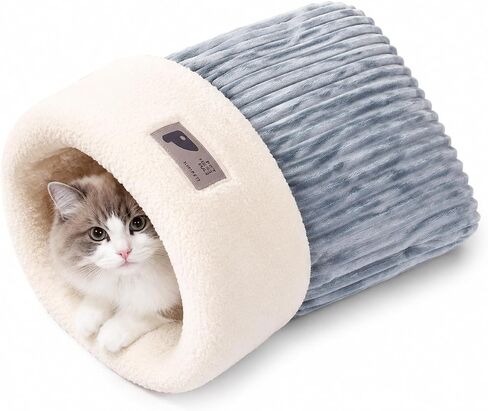Cozy Cat Sleeping Bag Bed for Indoor Cats, Warm Winter Plush Cave Sack blue in Kuwait
