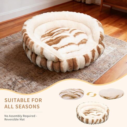 Cat Bed for Indoor Cats,20in Kitten Bed Donut Washable, Calming Fluffy with Non-Slip Base Pet Bed,Cat Bed Warm for Winter in Kuwait
