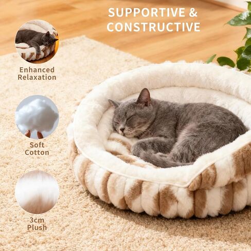 Cat Bed for Indoor Cats,20in Kitten Bed Donut Washable, Calming Fluffy with Non-Slip Base Pet Bed,Cat Bed Warm for Winter in Kuwait