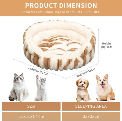Cat Bed for Indoor Cats,20in Kitten Bed Donut Washable, Calming Fluffy with Non-Slip Base Pet Bed,Cat Bed Warm for Winter in Kuwait
