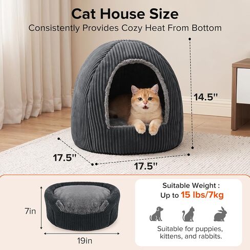 2-in-1 Cat Beds for Indoor Cats Cave Enclosed Bed with Washable Pillow in Kuwait