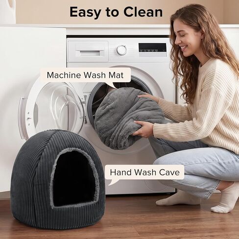 2-in-1 Cat Beds for Indoor Cats Cave Enclosed Bed with Washable Pillow in Kuwait