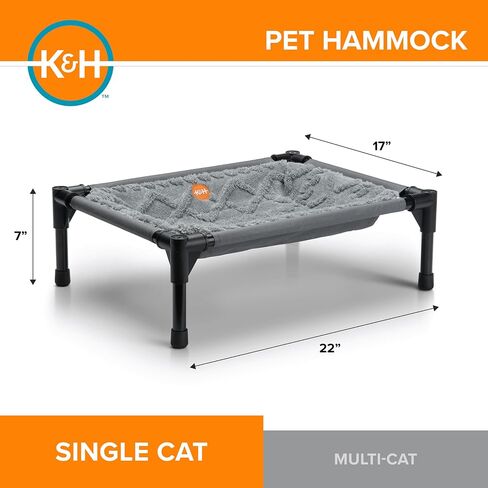 K&H Elevated Cat Bed, Pet Hammock Cot, Indoor Cat Bed, 22x17in, Gray in Saudi Arabia