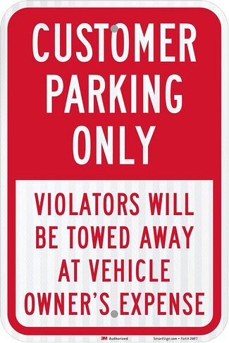 "Customer Parking Only - علامة Violators Towed" من SmartSign | 12" x 18" 3M ألومنيوم عاكس عالي الكثافة in Kuwait