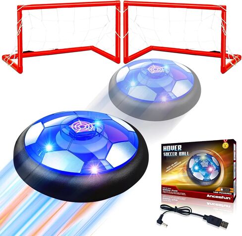 Linkowin 2 in 1 Hover Soccer Ball Toys Set for Kids, Rechargeable LED Indoor Outdoor Soccer Ball Toys with 2 Goals for Boys Girls 6-8 8-12 Kids Sports Soccer Games Indoor Sports Games (Ages 3-12) in Kuwait