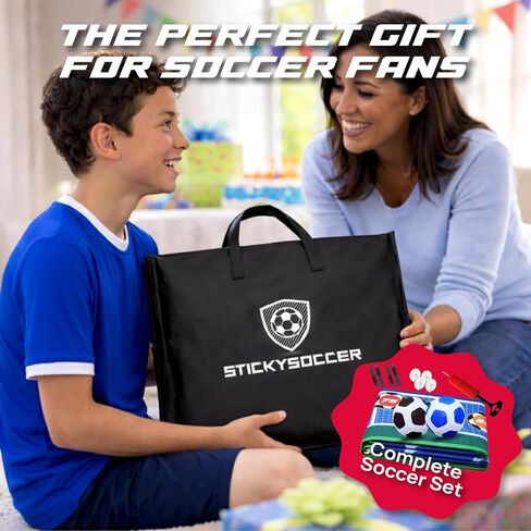 StickySoccer Indoor & Outdoor Soccer Game – Sticky Soccer Ball Target Mat for Kids - 6 Game Modes, 2 Inflatable Balls, Hook & Loop Straps & Carry Case - Boys & Girls Ages 4-12 in Kuwait