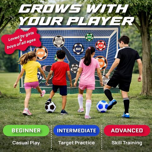 StickySoccer Indoor & Outdoor Soccer Game – Sticky Soccer Ball Target Mat for Kids - 6 Game Modes, 2 Inflatable Balls, Hook & Loop Straps & Carry Case - Boys & Girls Ages 4-12 in Kuwait