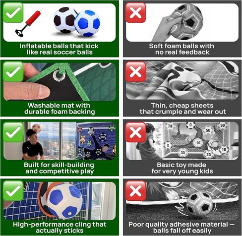 StickySoccer Indoor & Outdoor Soccer Game – Sticky Soccer Ball Target Mat for Kids - 6 Game Modes, 2 Inflatable Balls, Hook & Loop Straps & Carry Case - Boys & Girls Ages 4-12 in Kuwait