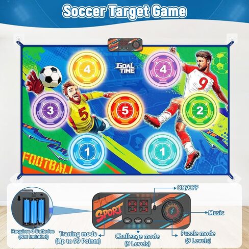 2026 Upgraded Electronic Scoring Soccer Toy Game Set for Kids, Indoor Outdoor Wall-Mounted Soccer Target Toy with 2 Soft Balls, Real-Time Score & 3 Game Modes Birthday Gift for Boys Girls Ages 3-12 in Kuwait