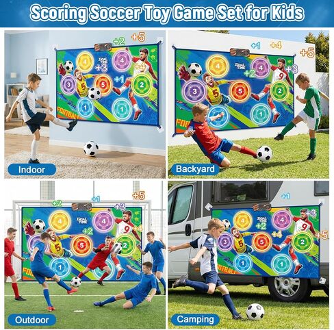 2026 Upgraded Electronic Scoring Soccer Toy Game Set for Kids, Indoor Outdoor Wall-Mounted Soccer Target Toy with 2 Soft Balls, Real-Time Score & 3 Game Modes Birthday Gift for Boys Girls Ages 3-12 in Kuwait
