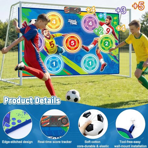 2026 Upgraded Electronic Scoring Soccer Toy Game Set for Kids, Indoor Outdoor Wall-Mounted Soccer Target Toy with 2 Soft Balls, Real-Time Score & 3 Game Modes Birthday Gift for Boys Girls Ages 3-12 in Kuwait
