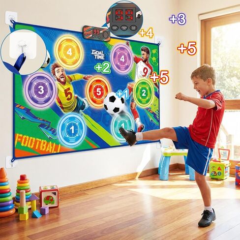 2026 Upgraded Electronic Scoring Soccer Toy Game Set for Kids, Indoor Outdoor Wall-Mounted Soccer Target Toy with 2 Soft Balls, Real-Time Score & 3 Game Modes Birthday Gift for Boys Girls Ages 3-12 in Kuwait