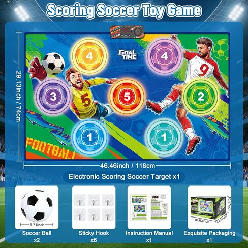 2026 Upgraded Electronic Scoring Soccer Toy Game Set for Kids, Indoor Outdoor Wall-Mounted Soccer Target Toy with 2 Soft Balls, Real-Time Score & 3 Game Modes Birthday Gift for Boys Girls Ages 3-12 in Kuwait